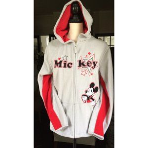 Disney Girls Mickey Hoodie L 11-13 Gray Black Red